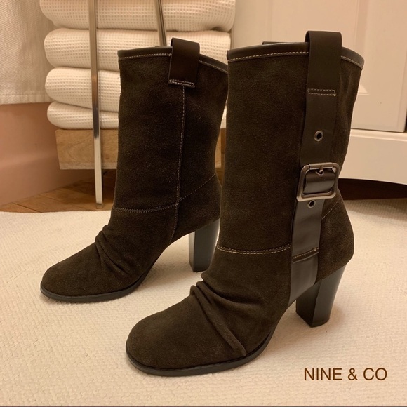 𝅺nine & Co JJHayzel Brown Suede Heeled Boots - Picture 1 of 8